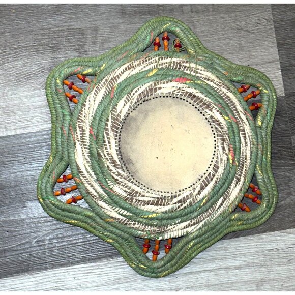 Handwoven Wicker Basket With Carved Gourd Accent - Picture 5 of 7